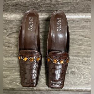 Franco Sarto Leather Squared Toe Mules